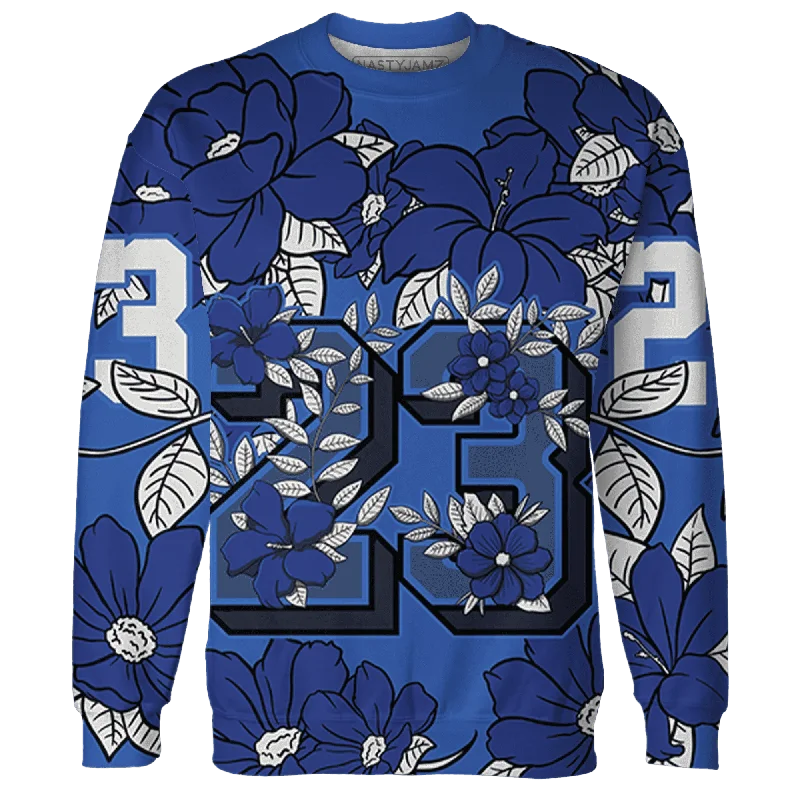 NastyJamz VaporMax Game Royal Blue Sweatshirt Match 23 Floral Flower All-Over Print