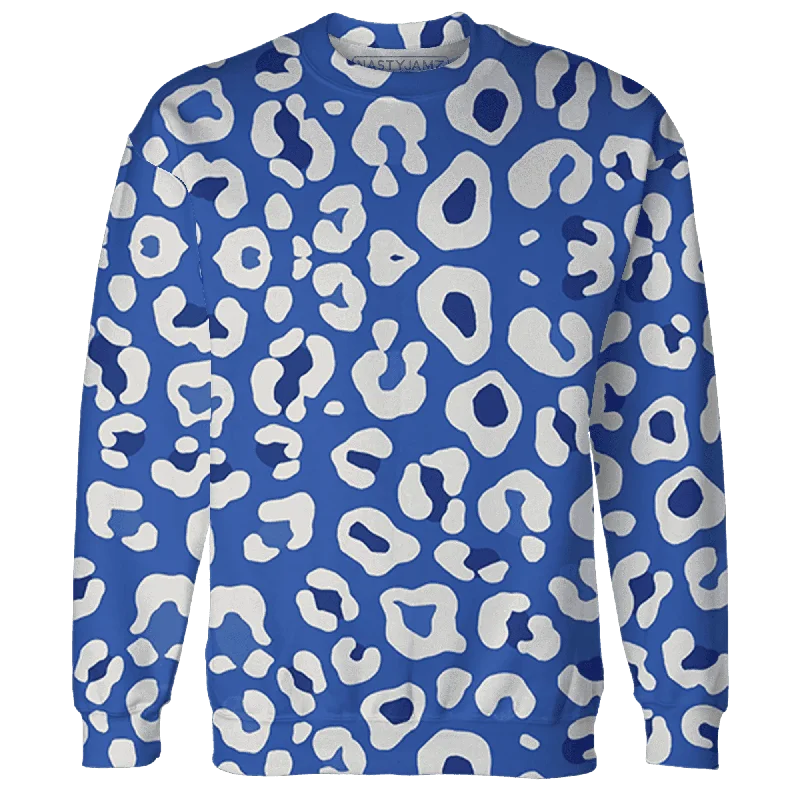 NastyJamz VaporMax Game Royal Blue Sweatshirt Match Leopard Pattern All-Over Print