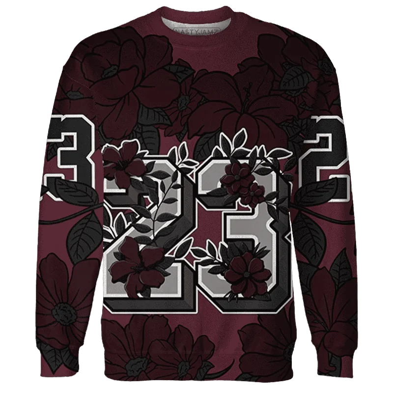 NastyJamz VaporMax Night Maron Burgundy Sweatshirt Match 23 Floral Flower All-Over Print