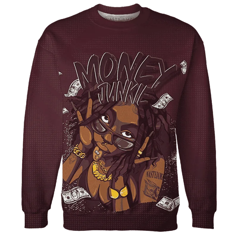 NastyJamz VaporMax Night Maron Burgundy Sweatshirt Match Money Junkie All-Over Print