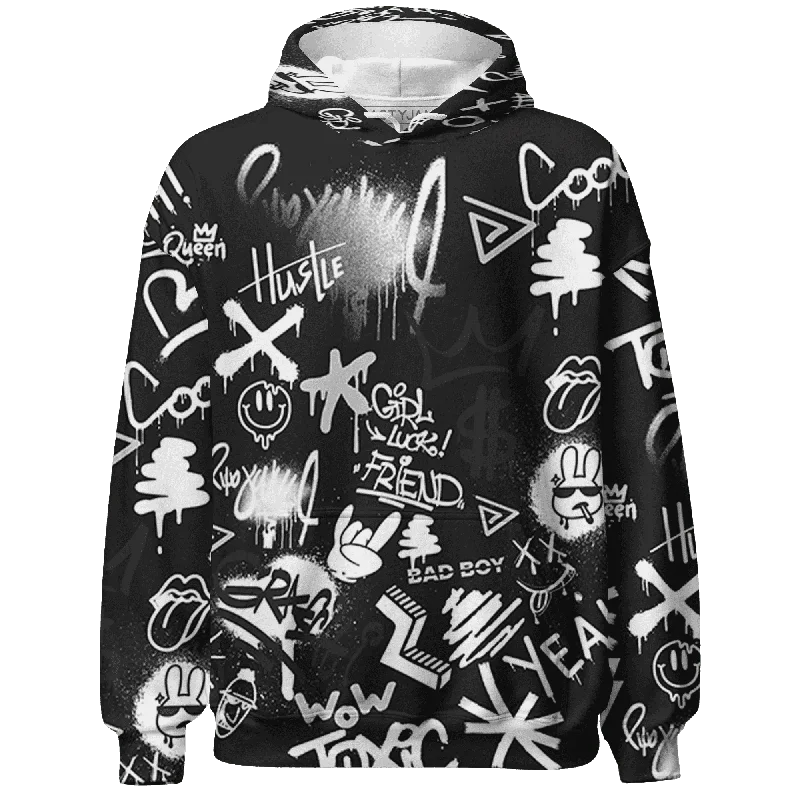 NastyJamz White Thunder 4s Hoodie Match Graffiti King Doodle Style All-Over Print